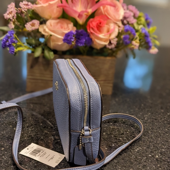 Coach Soft Pebbled Leather Camera Soft Shell Stone Blue Crossbody Bag New in Box - Picture 6 of 7